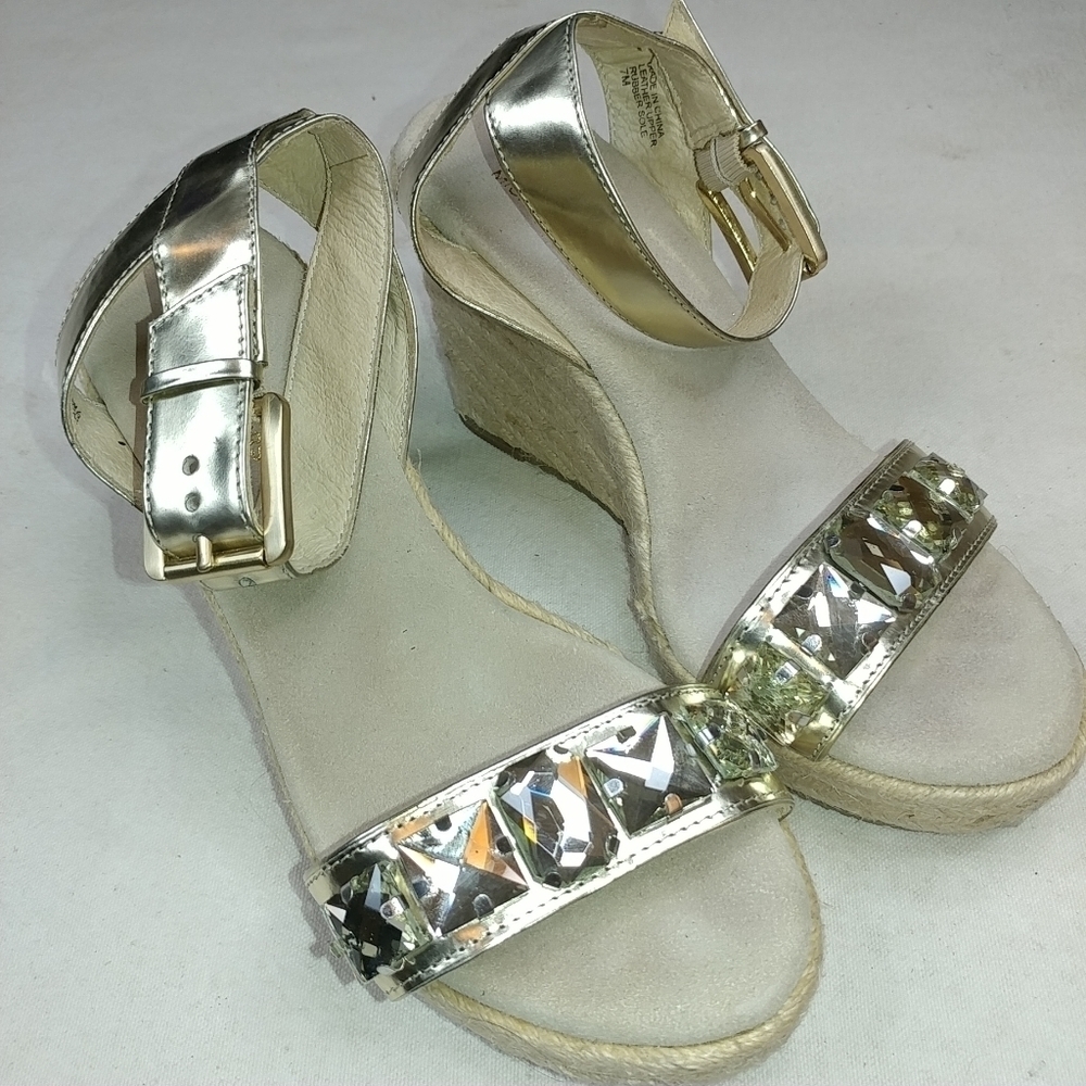 Michael Kors Silver leather big rhinestones buckle